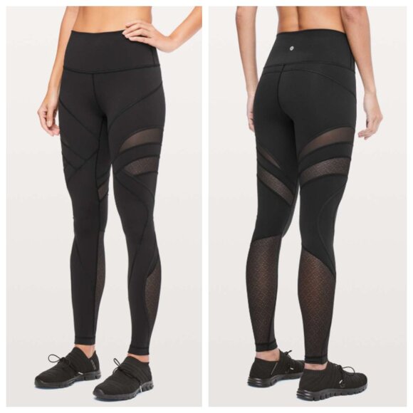 Lululemon Wunder Under High Rise Tight Mesh 28" Luxtreme Black Size 8 - Picture 2 of 12